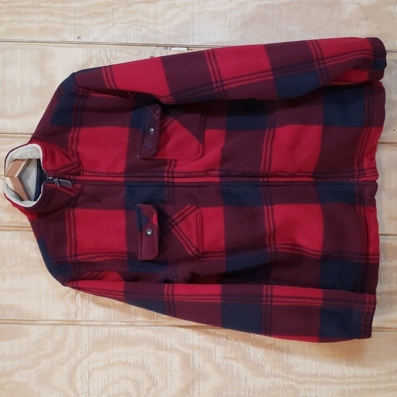 IZOD Vintage Luxury Sport Black Red Check Full Zip Size M - Picture 1 of 7